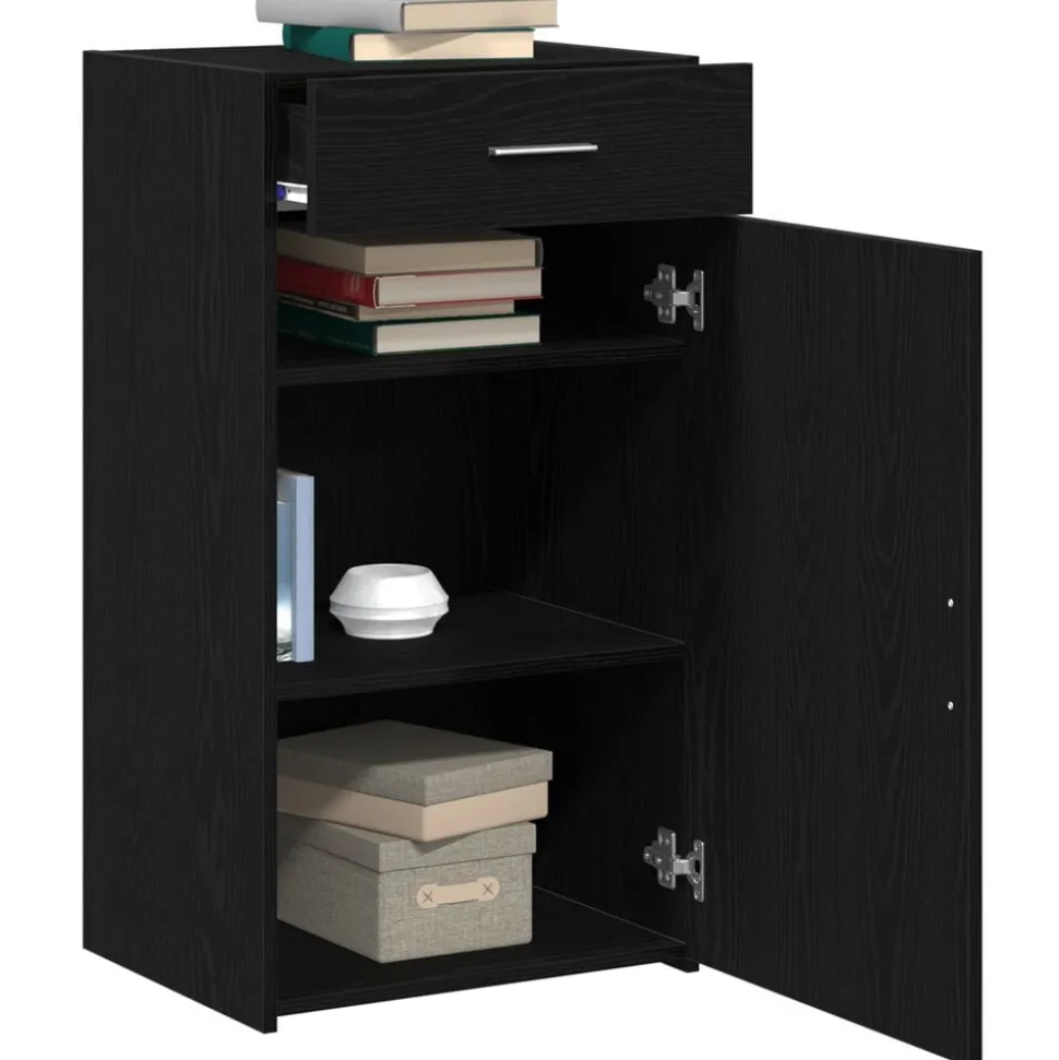 vidaXL Dressoir met lade Zwart Eiken 50 x 42,5 x 93 cm