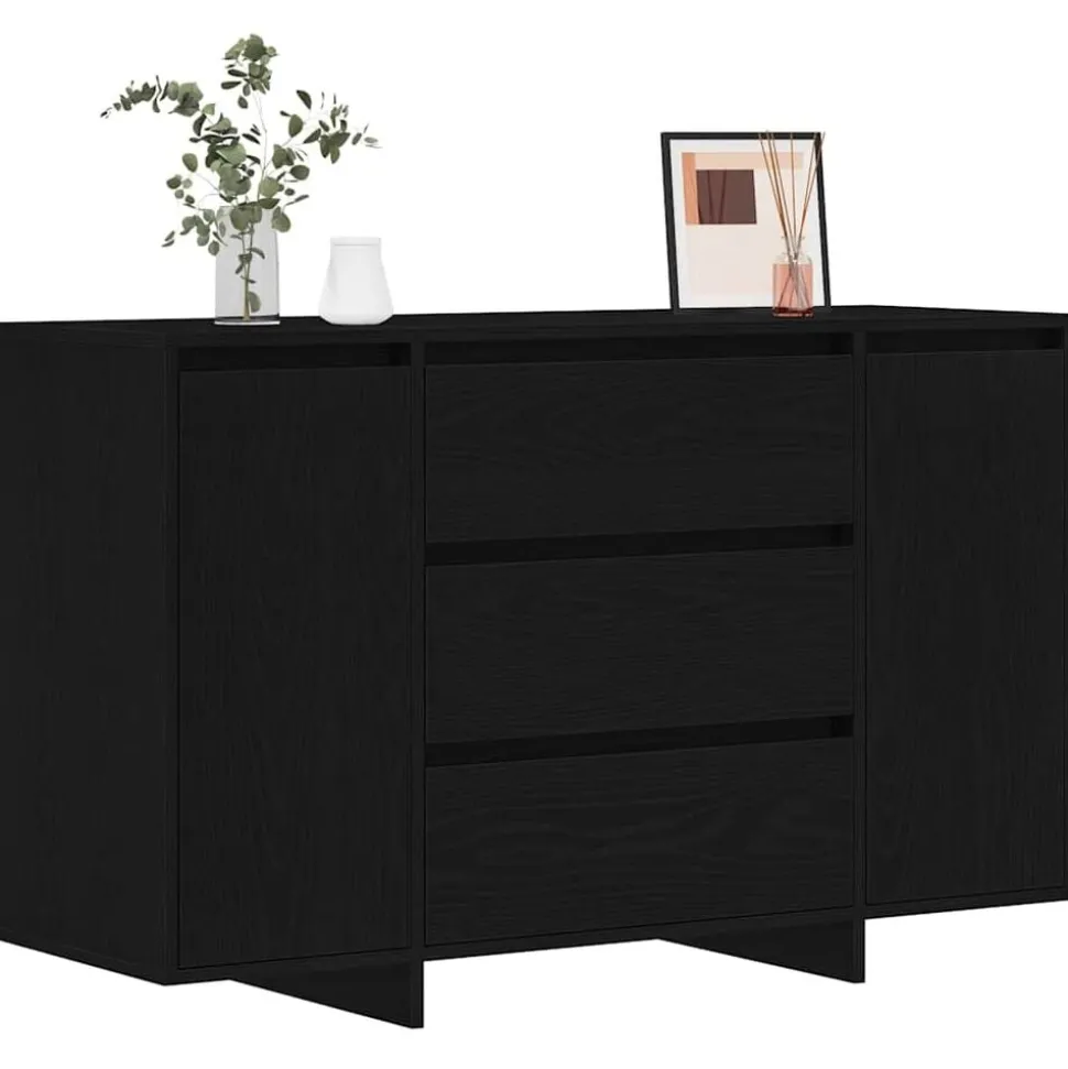 vidaXL Dressoir met lade Zwart Eiken 120 x 41 x 75 cm Bewerkt hout