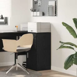 vidaXL Dressoir met lade Zwart Eiken 38 x 34 x 75 cm