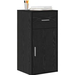 vidaXL Dressoir met lade Zwart Eiken 38 x 34 x 75 cm
