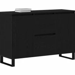 vidaXL Dressoir met lade Zwart Eiken 101,5 x 35 x 70 cm Bewerkt hout