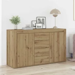 vidaXL Dressoir met lade Artisan Eiken 120 x 36 x 69 cm Bewerkt hout