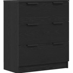 vidaXL Dressoir met lade Zwart Eiken 60 x 30 x 70 cm Bewerkt hout