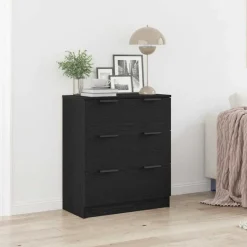 vidaXL Dressoir met lade Zwart Eiken 60 x 30 x 70 cm Bewerkt hout