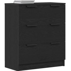vidaXL Dressoir met lade Zwart Eiken 60 x 30 x 70 cm Bewerkt hout