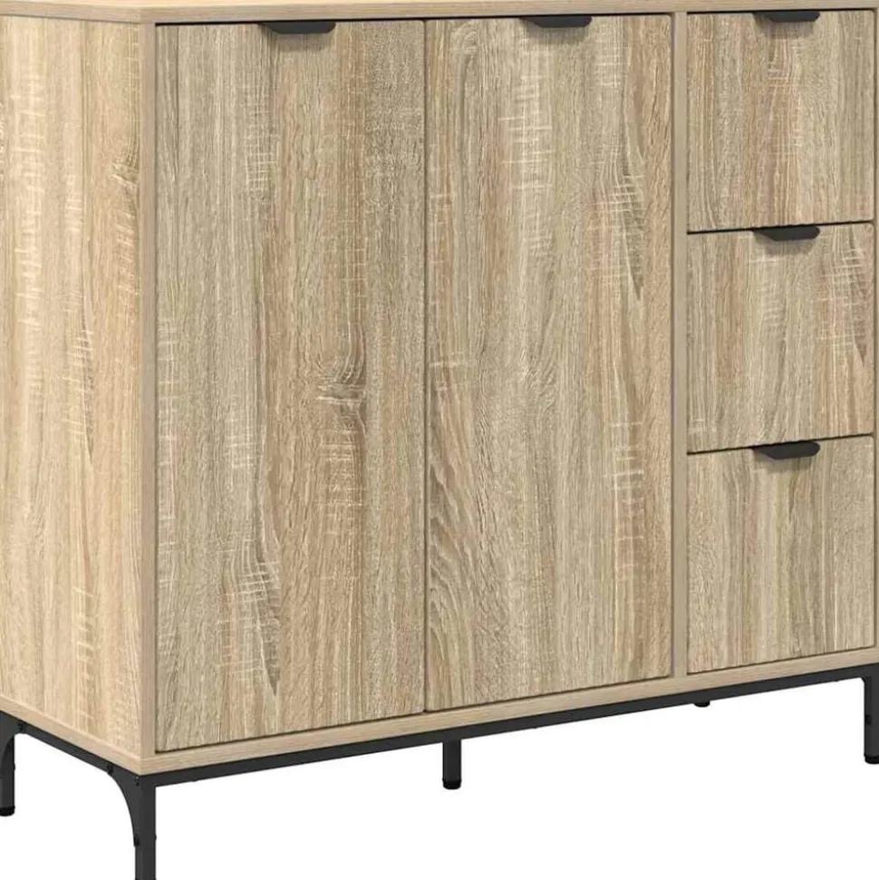 vidaXL Dressoir met lade Sonoma Eiken 89,5 x 33 x 82 cm Bewerkt hout