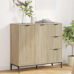 vidaXL Dressoir met lade Sonoma Eiken 89,5 x 33 x 82 cm Bewerkt hout