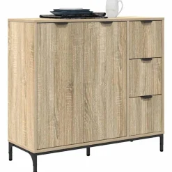 vidaXL Dressoir met lade Sonoma Eiken 89,5 x 33 x 82 cm Bewerkt hout