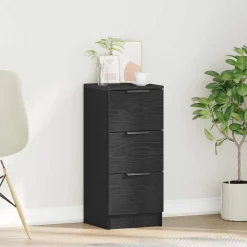 vidaXL Dressoir met lade Zwart Eiken 30 x 30 x 70 cm Bewerkt hout