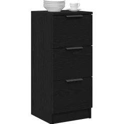 vidaXL Dressoir met lade Zwart Eiken 30 x 30 x 70 cm Bewerkt hout