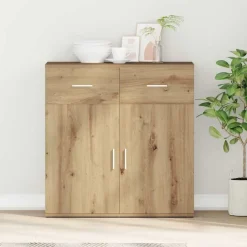 vidaXL Dressoir met lade Artisan Eiken 78 x 38 x 80 cm Bewerkt hout
