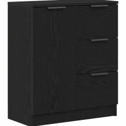 vidaXL Dressoir met lade Zwart Eiken 60 x 30 x 70 cm Bewerkt hout