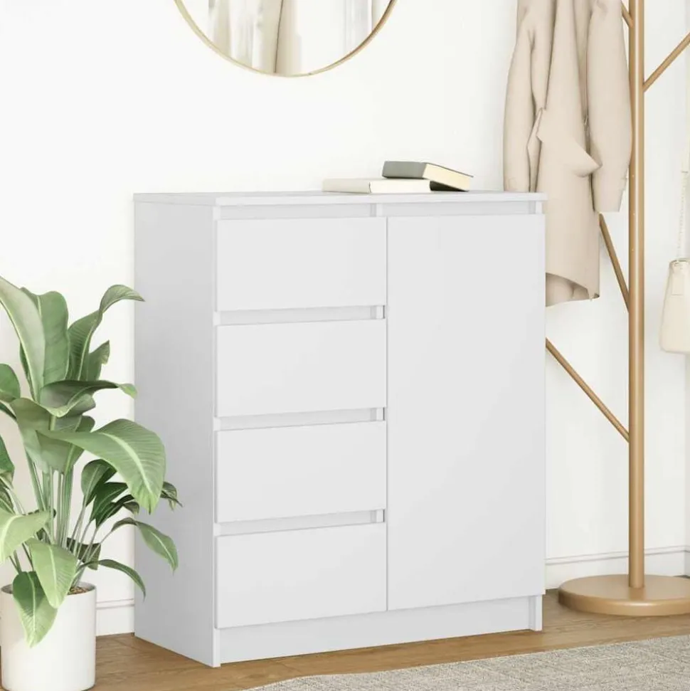 vidaXL Dressoir met lades 71x35x84 cm spaanplaat wit