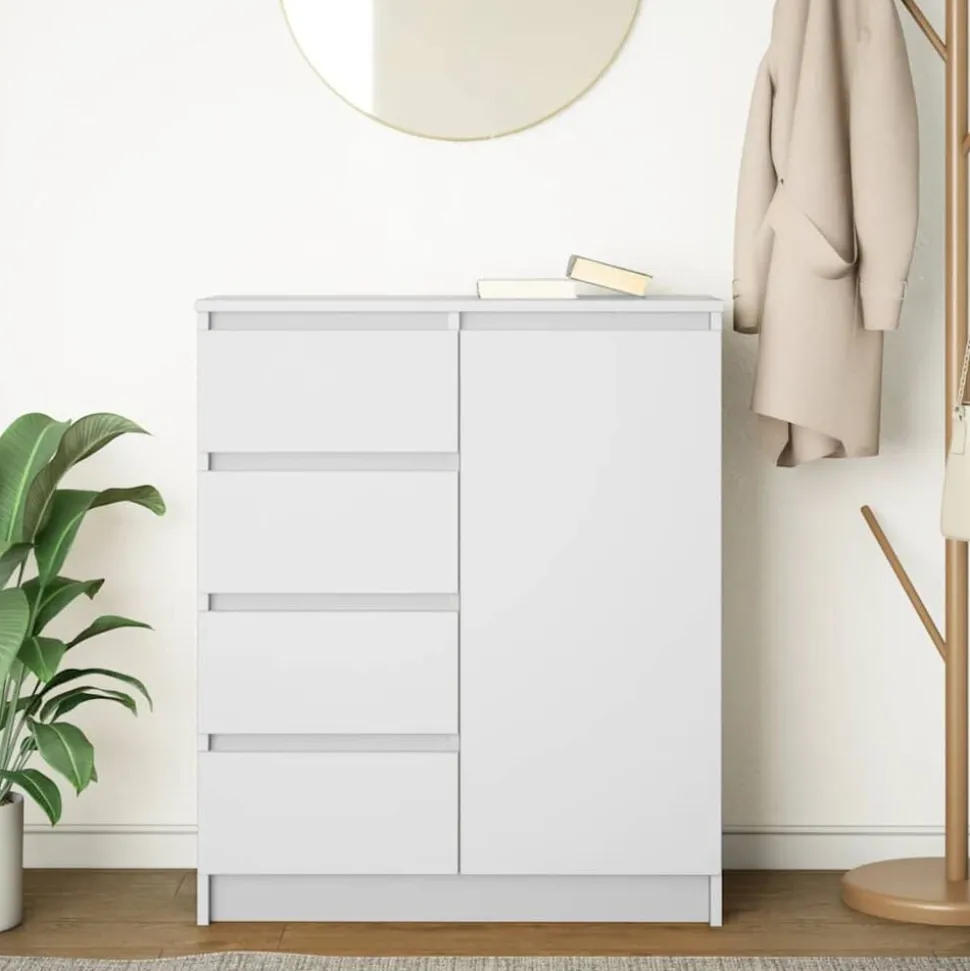vidaXL Dressoir met lades 71x35x84 cm spaanplaat wit