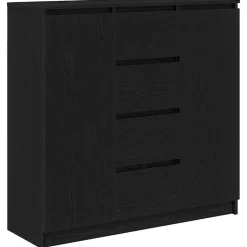 vidaXL Dressoir met lades 100,5x35x98,5 cm spaanplaat zwart eiken