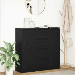 vidaXL Dressoir met lades 100,5x35x98,5 cm spaanplaat zwart eiken