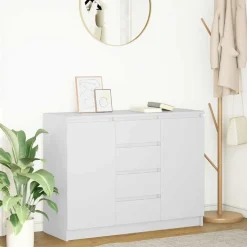 vidaXL Dressoir met lades 100,5x35x76 cm spaanplaat wit