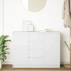 vidaXL Dressoir met lades 100,5x35x76 cm spaanplaat wit