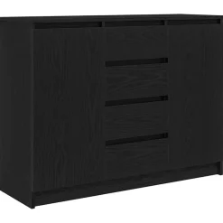vidaXL Dressoir met lades 100,5x35x76 cm spaanplaat zwart eikenkleurig