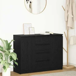 vidaXL Dressoir met lades 100,5x35x76 cm spaanplaat zwart eikenkleurig