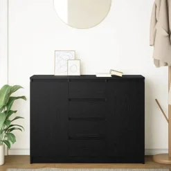 vidaXL Dressoir met lades 100,5x35x76 cm spaanplaat zwart eikenkleurig