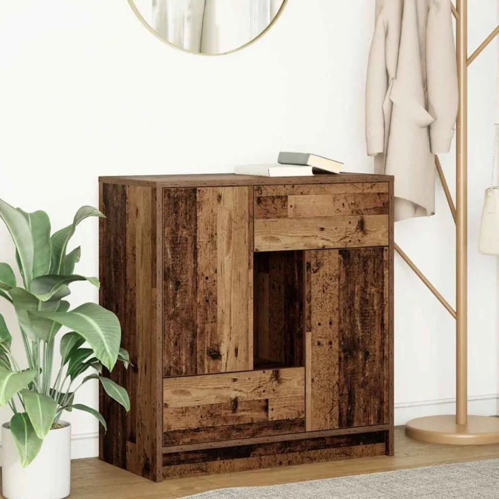 vidaXL Dressoir met lades en deuren 70,5x34x74,5 cm oud hout