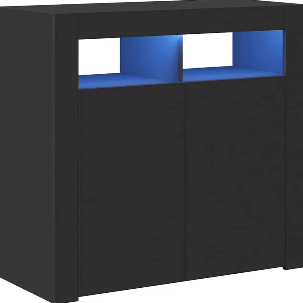vidaXL Dressoir met LED-verlichting 80x35x75 cm zwart