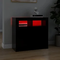 vidaXL Dressoir met LED-verlichting 80x35x75 cm zwart