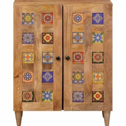 vidaXL Dressoir Naturel 60 x 33 x 75 cm Massief Mango Hout