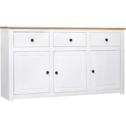 vidaXL Dressoir Panama Range 135x40x80 cm massief grenenhout wit