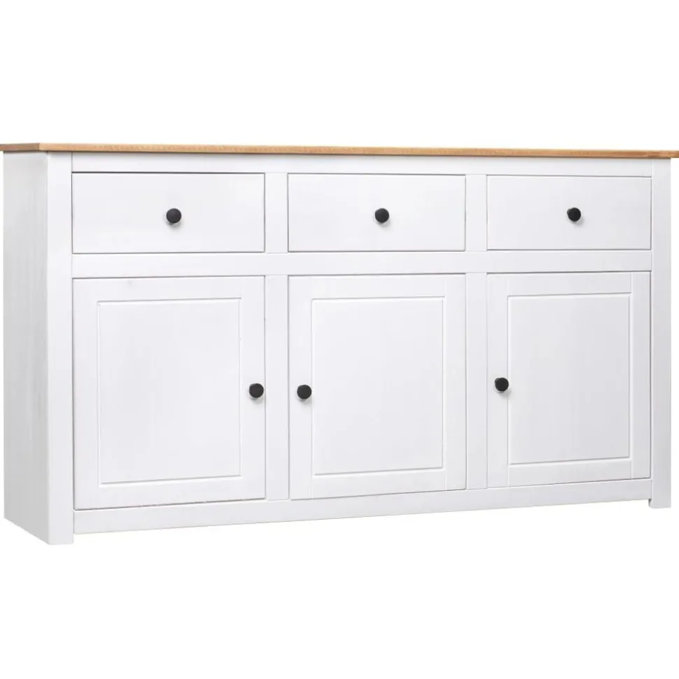 vidaXL Dressoir Panama Range 135x40x80 cm massief grenenhout wit