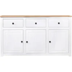 vidaXL Dressoir Panama Range 135x40x80 cm massief grenenhout wit