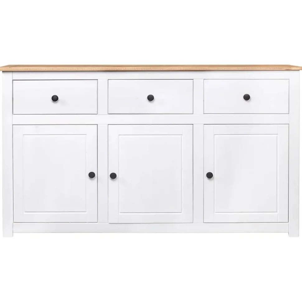 vidaXL Dressoir Panama Range 135x40x80 cm massief grenenhout wit