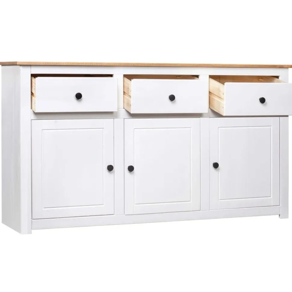vidaXL Dressoir Panama Range 135x40x80 cm massief grenenhout wit