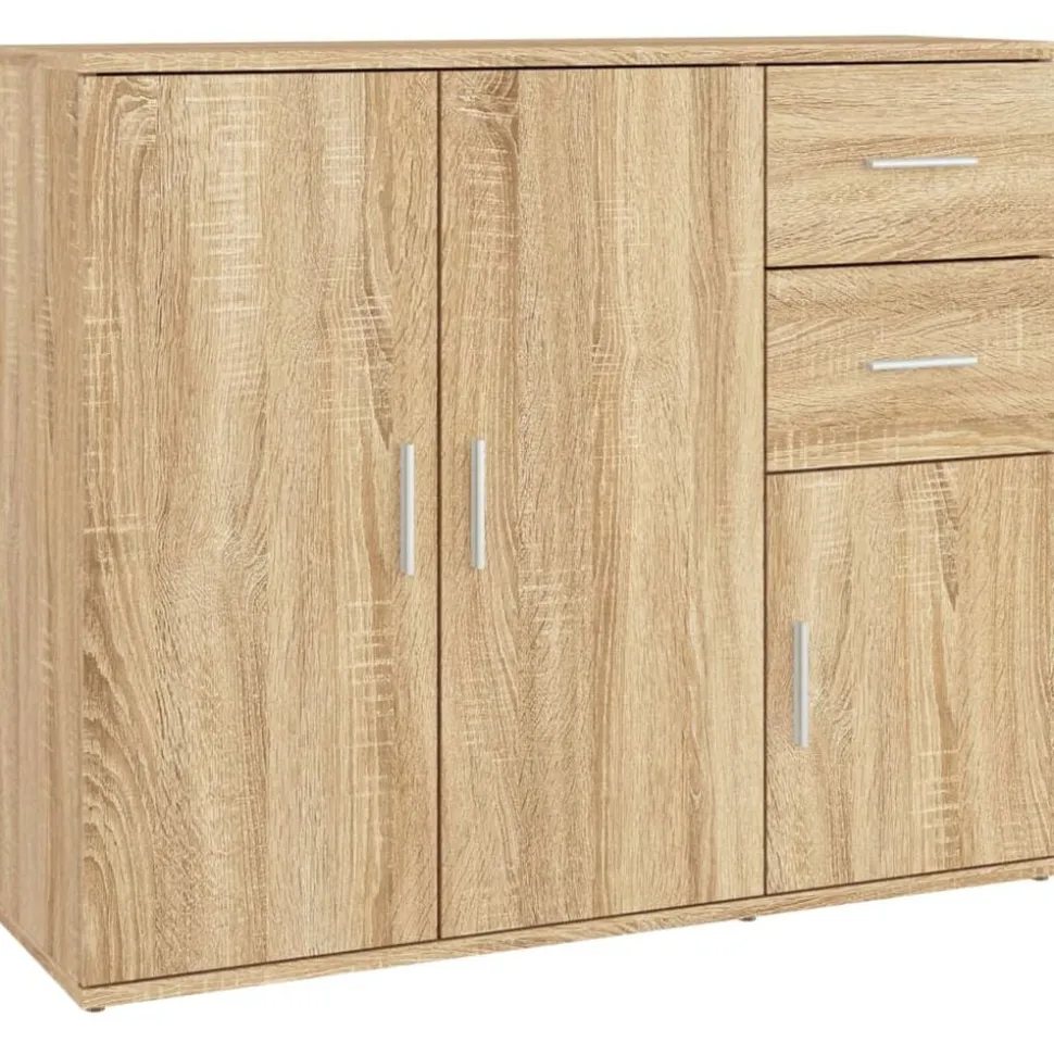 vidaXL Dressoir Sonoma Eiken 91x29,5x75 cm Bewerkt Hout