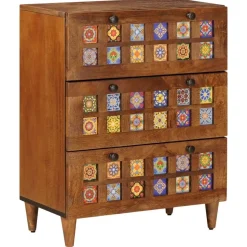 vidaXL Dressoir Walnotenhout 60 x 33 x 75 cm Massief Mango Hout