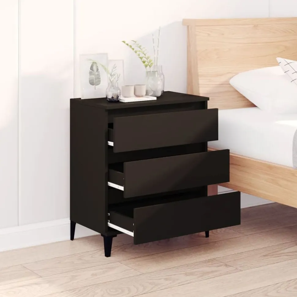 vidaXL Dressoir 60x35x70 cm bewerkt hout zwart