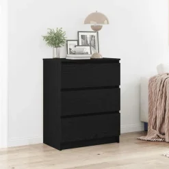 vidaXL Dressoir 60x35x76 cm bewerkt hout zwart eikenkleurig