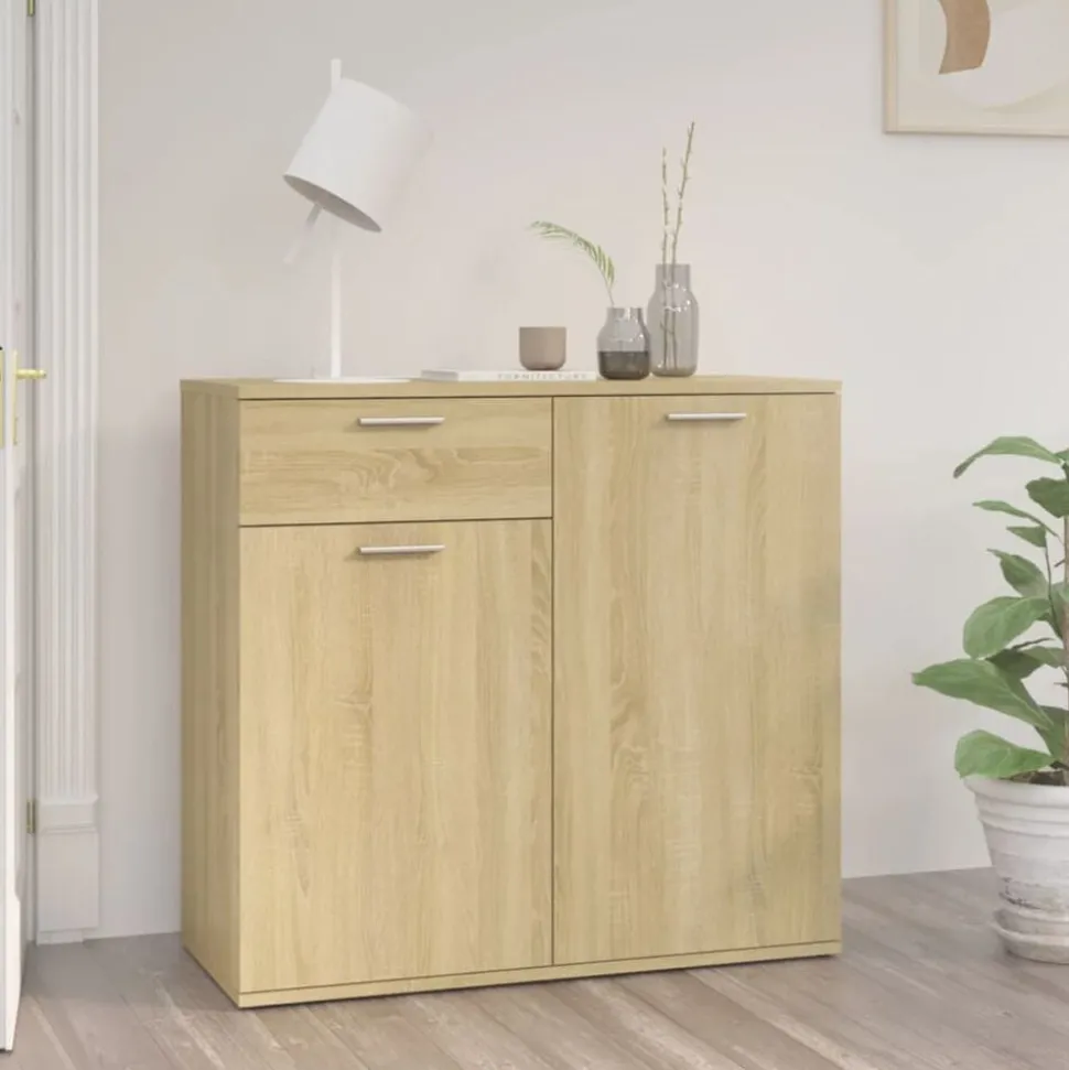 vidaXL Dressoir 80x36x75 cm bewerkt hout sonoma eikenkleurig