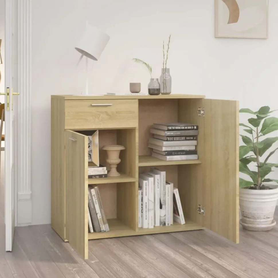 vidaXL Dressoir 80x36x75 cm bewerkt hout sonoma eikenkleurig