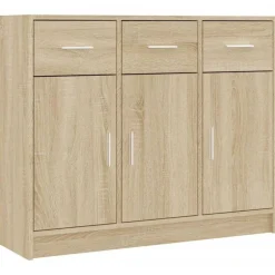 vidaXL Dressoir 91x28x75 cm bewerkt hout sonoma eikenkleurig