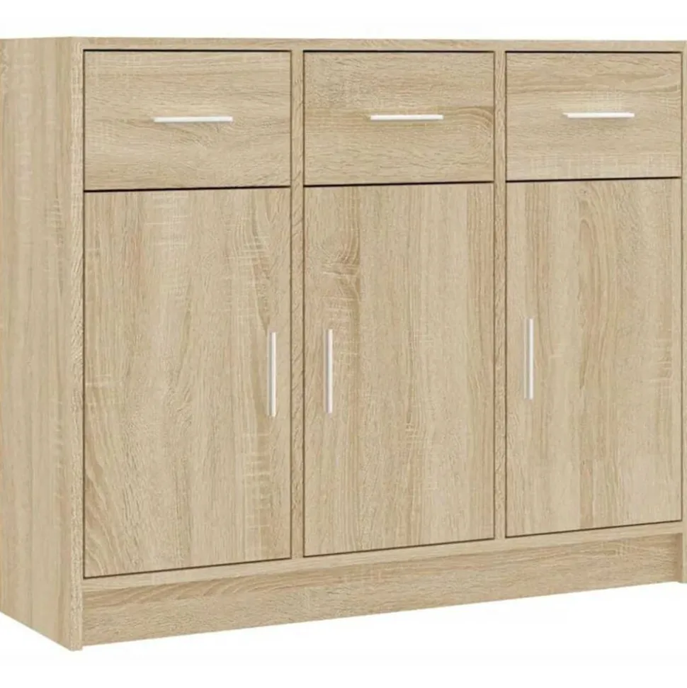 vidaXL Dressoir 91x28x75 cm bewerkt hout sonoma eikenkleurig