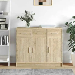 vidaXL Dressoir 91x28x75 cm bewerkt hout sonoma eikenkleurig