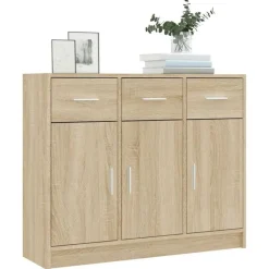 vidaXL Dressoir 91x28x75 cm bewerkt hout sonoma eikenkleurig