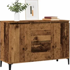 vidaXL Dressoir 102x35x70 cm bewerkt hout oud houtkleurig