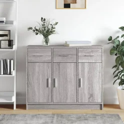 vidaXL Dressoir 91x28x75 cm bewerkt hout grijs sonoma eikenkleurig