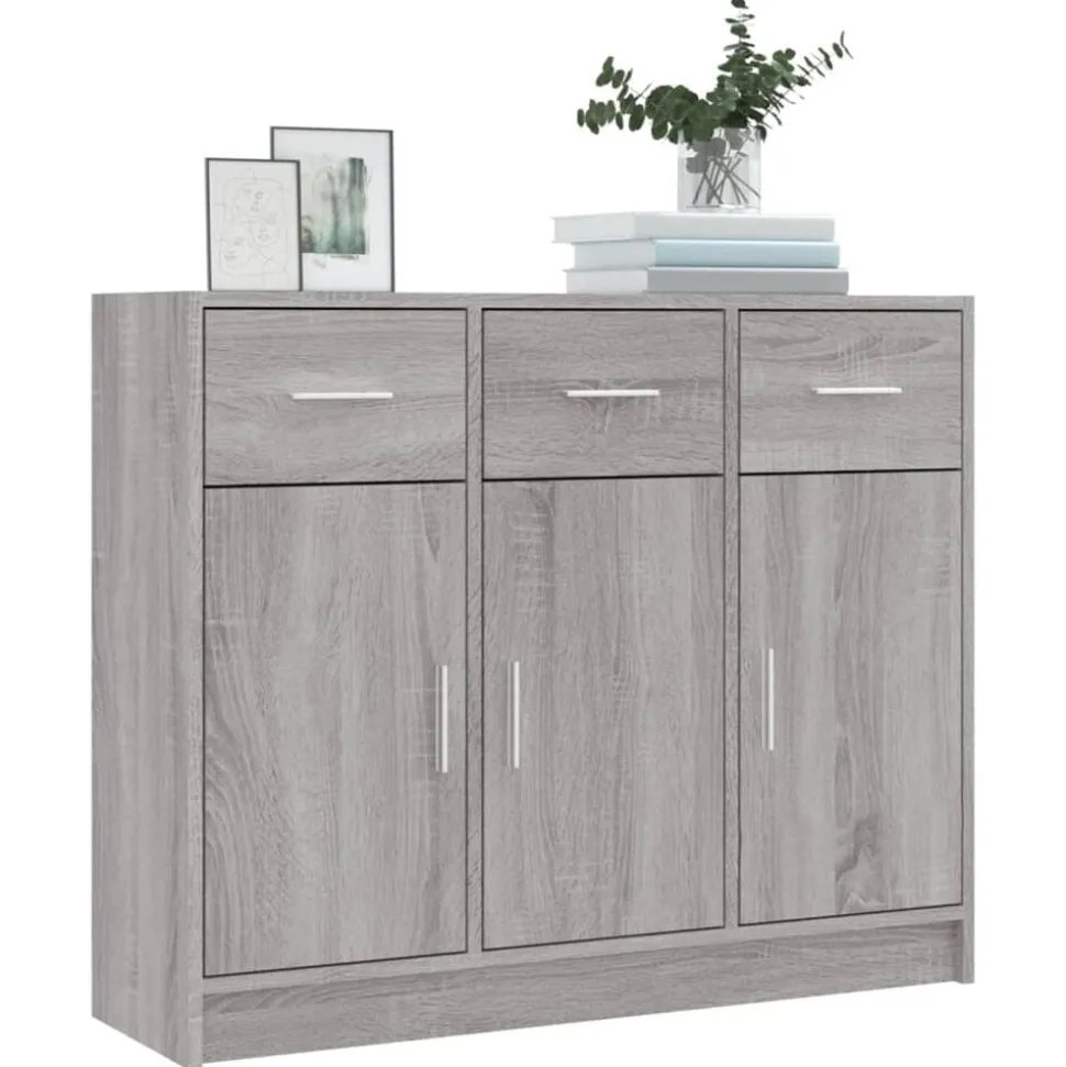 vidaXL Dressoir 91x28x75 cm bewerkt hout grijs sonoma eikenkleurig