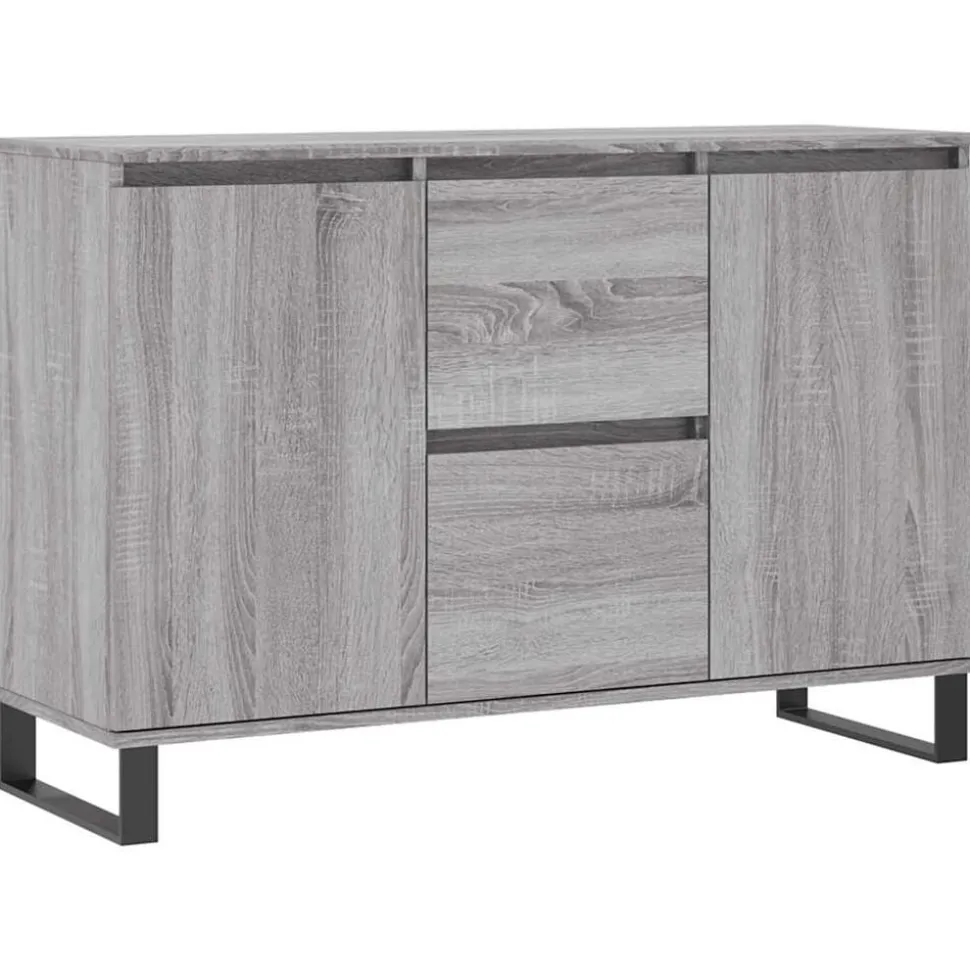 vidaXL Dressoir 101,5x35x70 cm bewerkt hout grijs sonoma eikenkleurig
