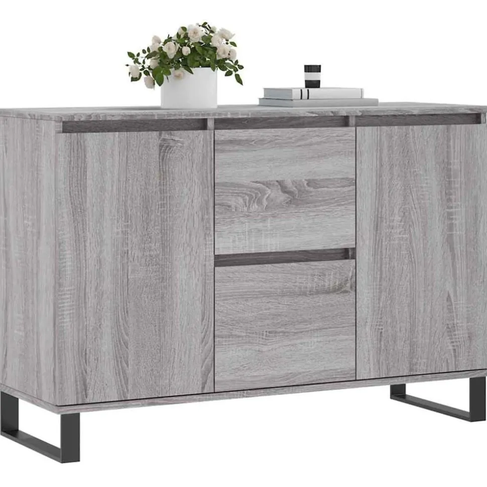 vidaXL Dressoir 101,5x35x70 cm bewerkt hout grijs sonoma eikenkleurig