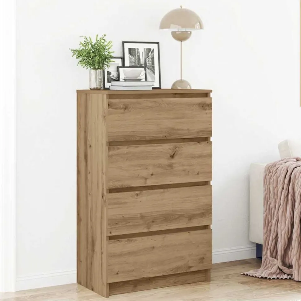 vidaXL Dressoir 60x35x98,5 cm bewerkt hout artisanaal eikenkleur
